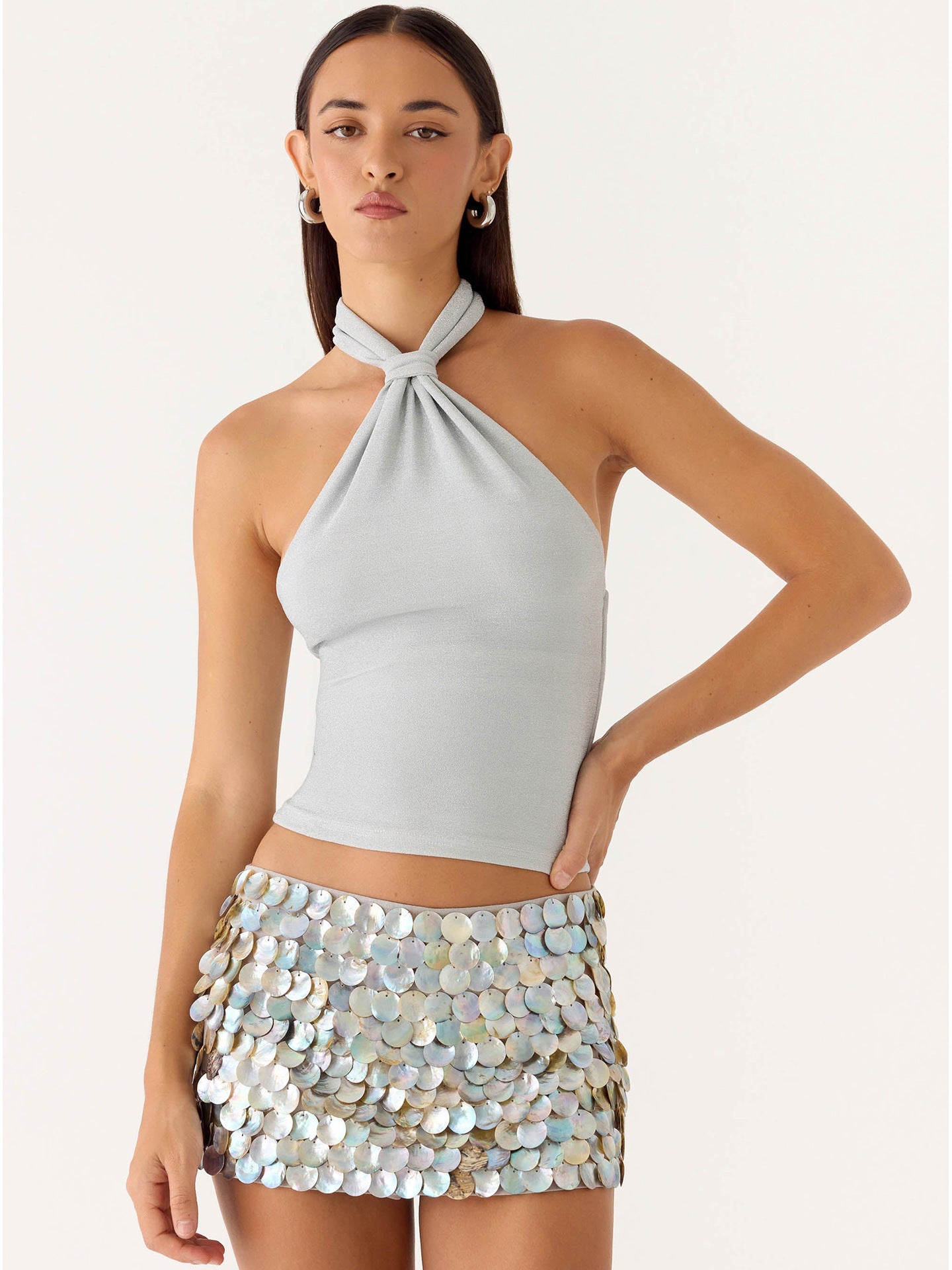 Womens Light Luxury Sexy Halterneck Off-Shoulder Top