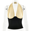 Womens Stylish Elegant Halterneck, Waist-Cinching T-Shirt