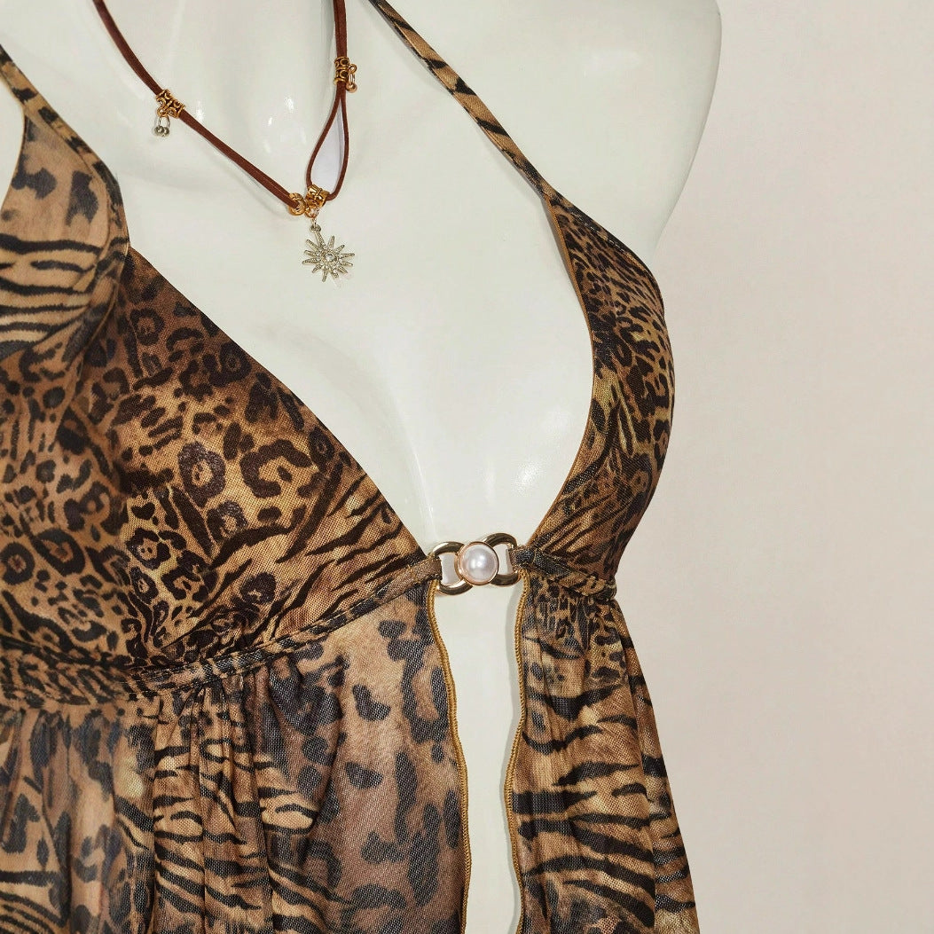 Sexy Printed Halter-Neck Fashionable Womens Top