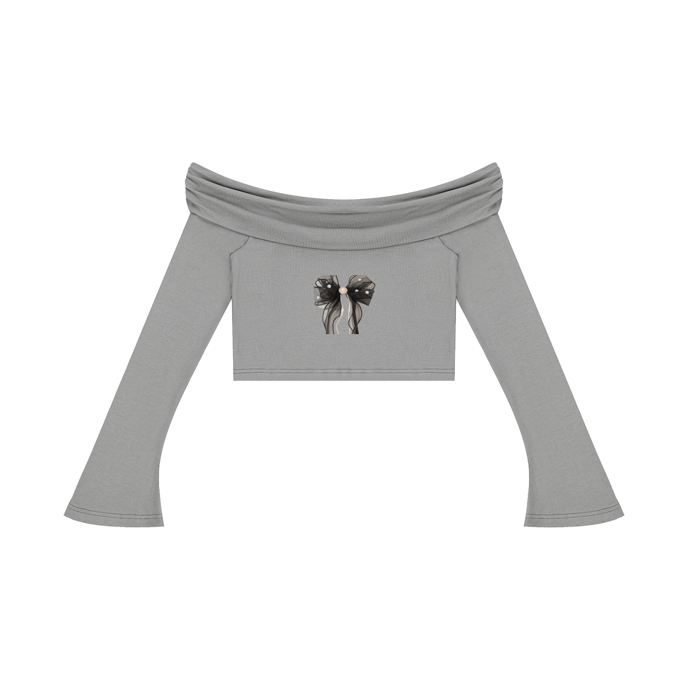 Women's Off-the-Shoulder Bell Sleeve Crop T-Shirt