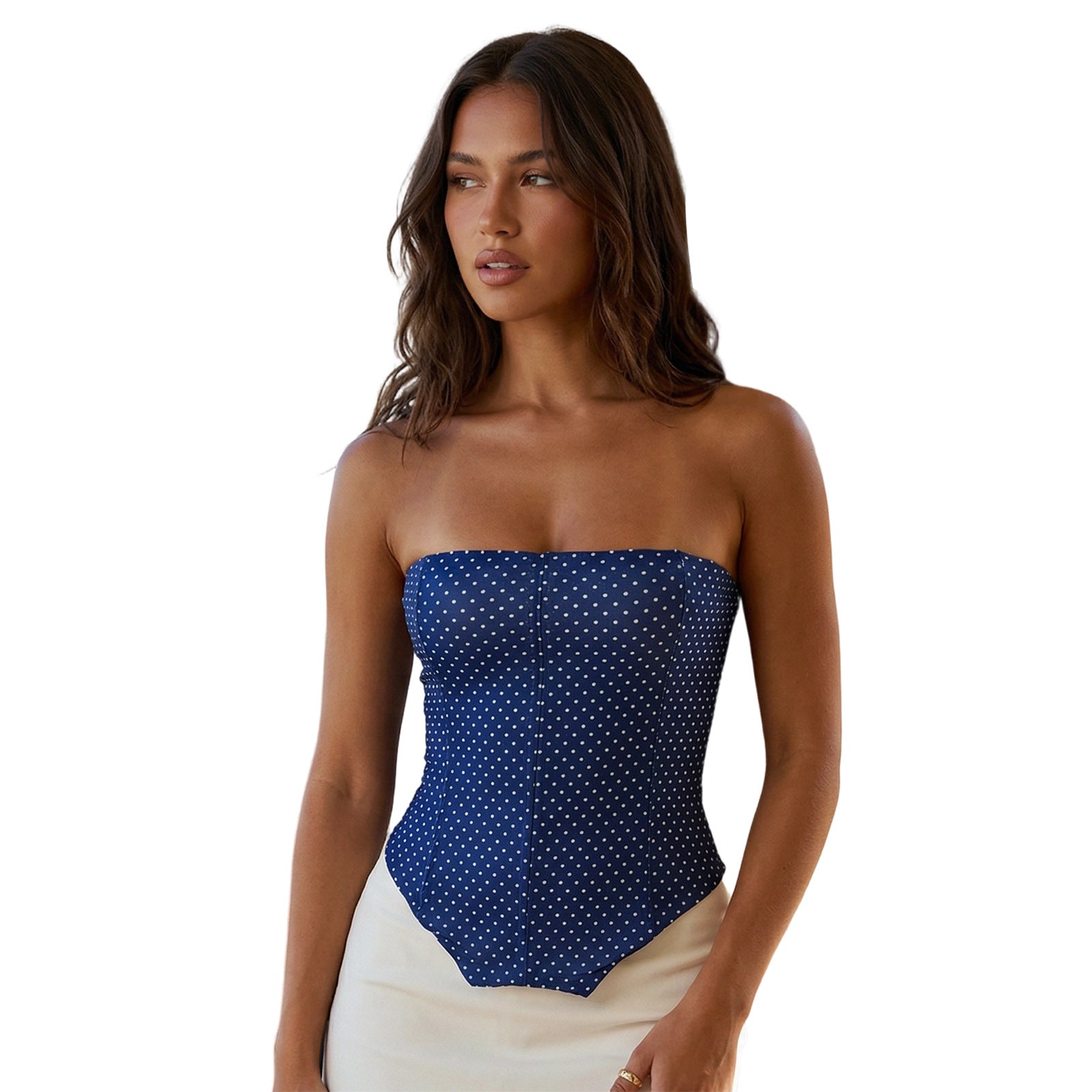 Fashionable Strapped Waist-Cinching Asymmetrical Tube Top For Women