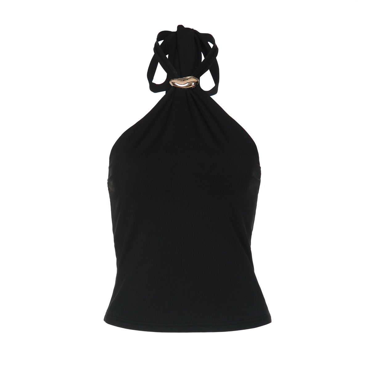 French-style Adjustable Buckle Strap Fashionable And Sexy Open-back Solid-color Tube Top Vest