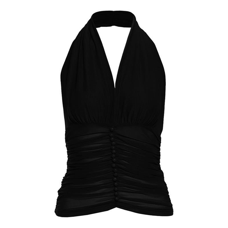 Women's Solid Color Versatile Sexy V-Neck Halter Top
