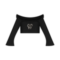 Women's Off-the-Shoulder Bell Sleeve Crop T-Shirt