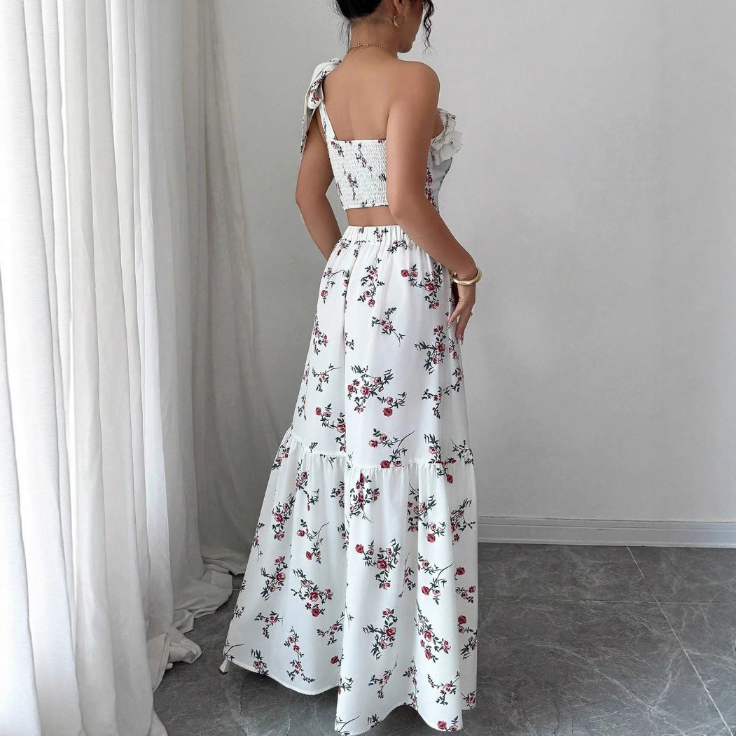 Womens Elegant And Stylish Printed Top And Skirt Two-Piece Set
