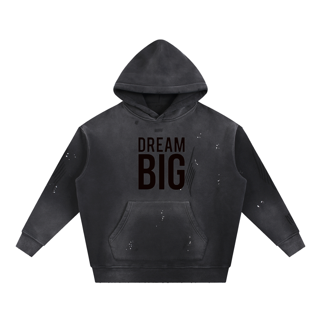 Vintage Washed Frayed Fleece Hoodie