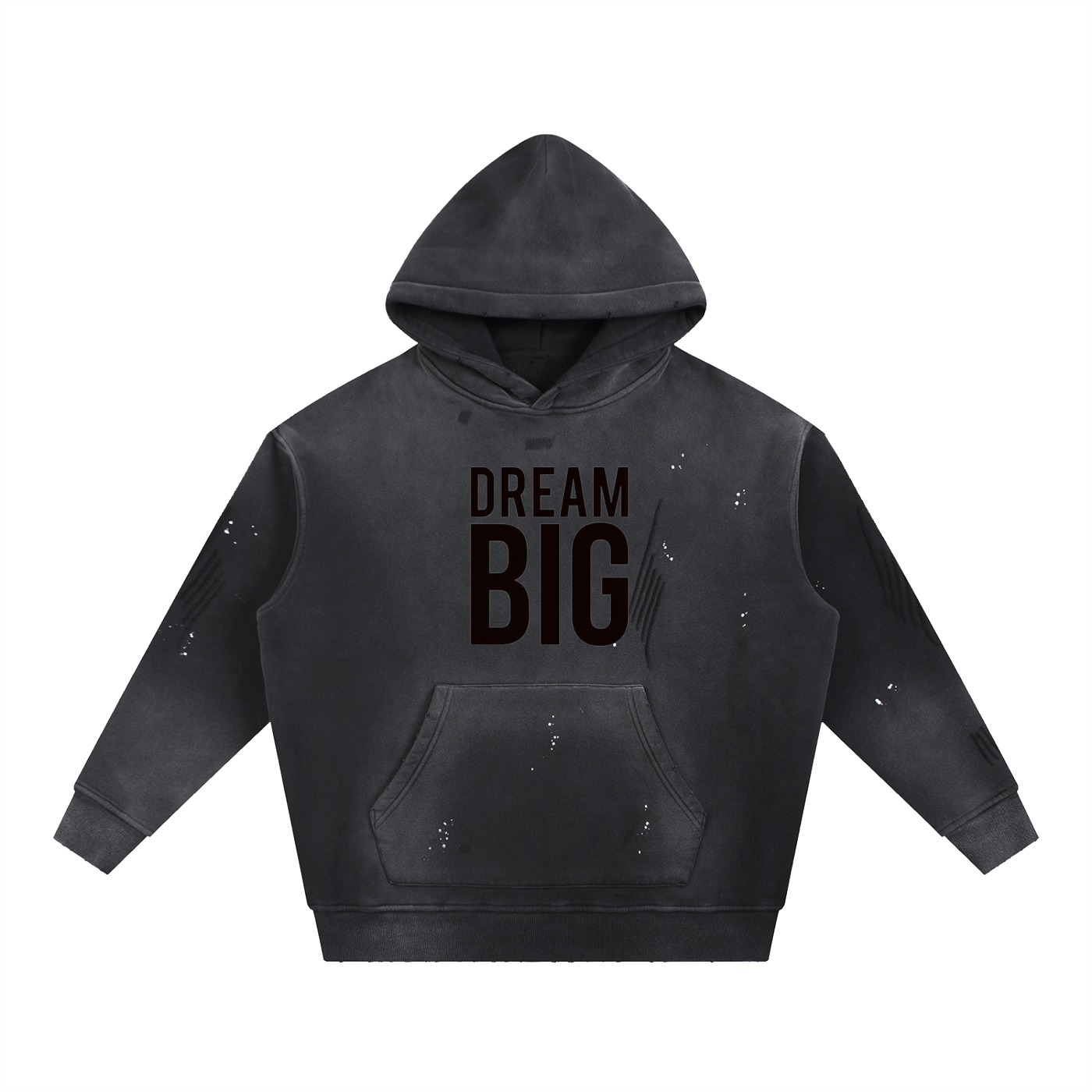Vintage Washed Frayed Fleece Hoodie