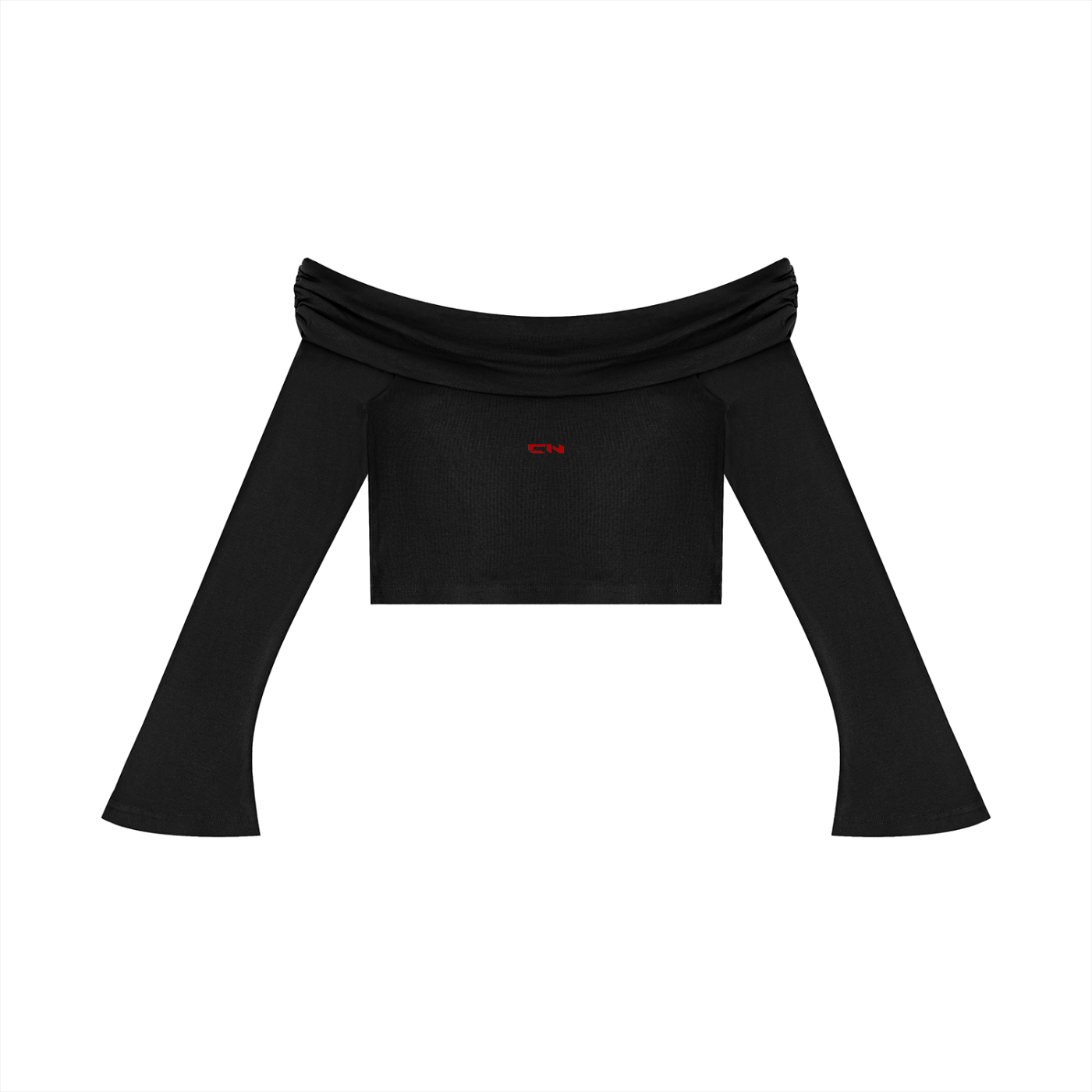 Women's Off-the-Shoulder Bell Sleeve Crop T-Shirt