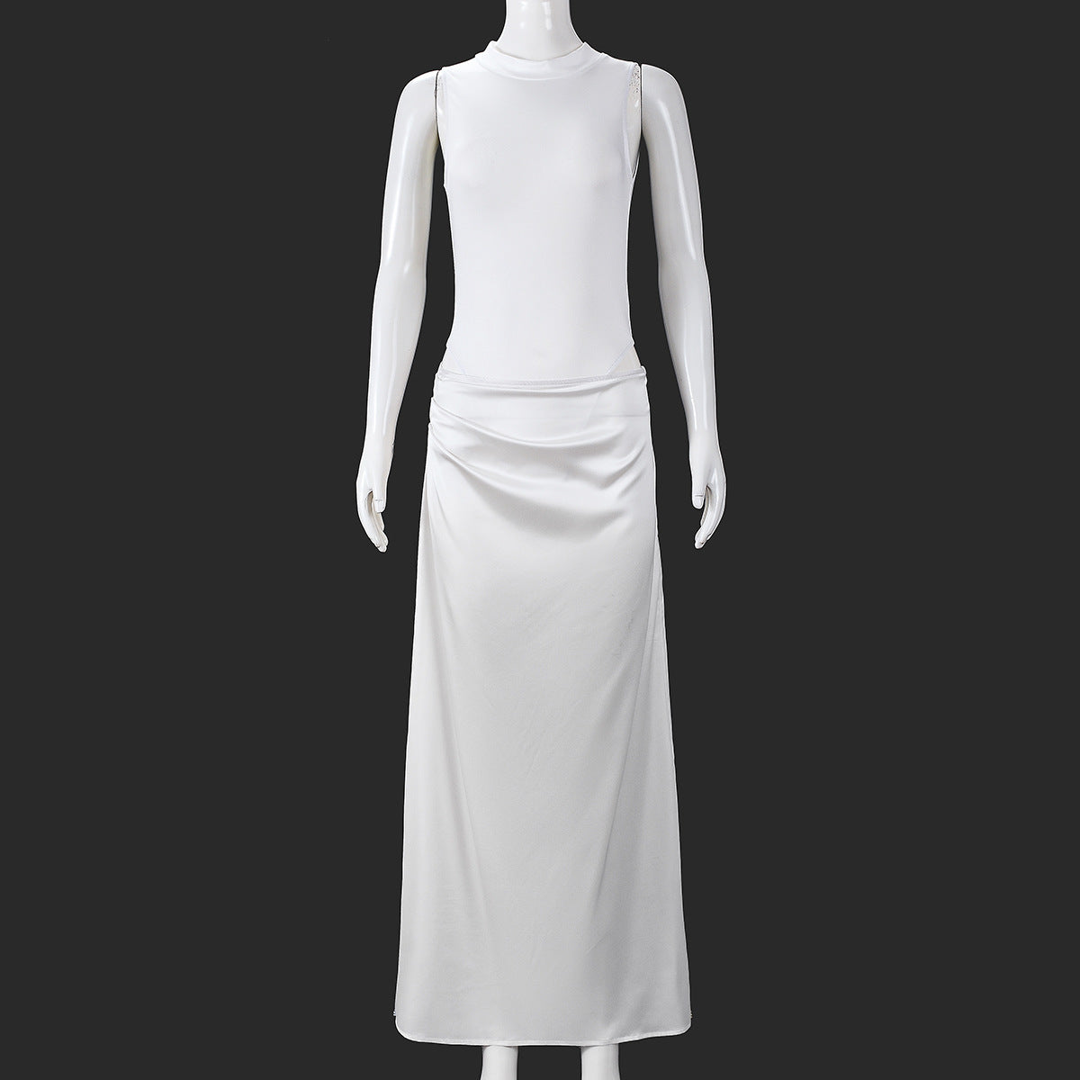 Womens Slim-fit Sleeveless Top And Skirt Set