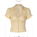 Spring Cardigan Button Up Short Sleeve Top