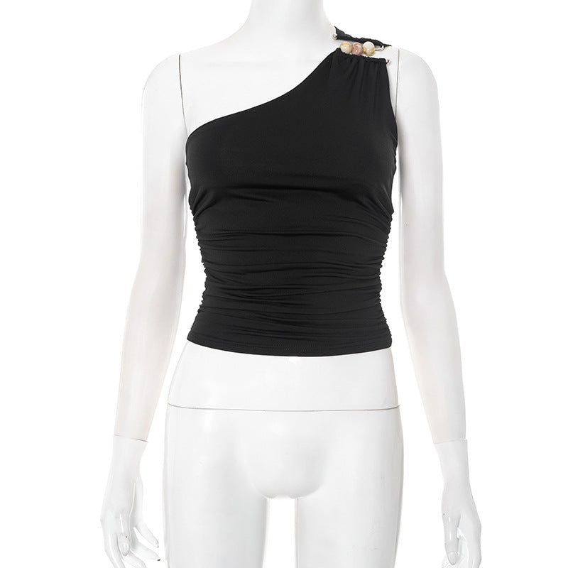 One-shoulder Knitted Vest