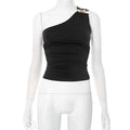 One-shoulder Knitted Vest