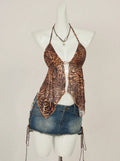 Sexy Printed Halter-Neck Fashionable Womens Top