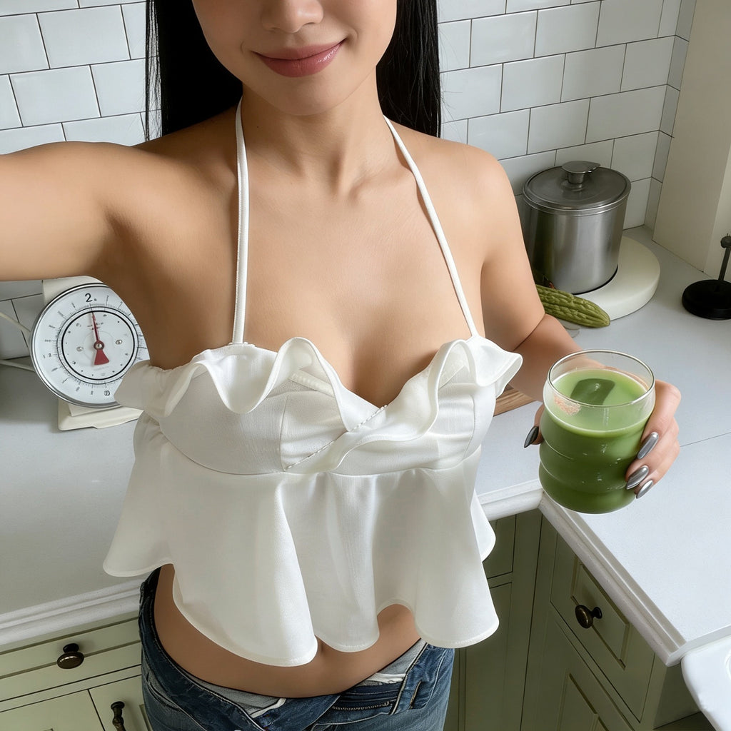 Neck-hanging Midriff-baring Tank Top For Women