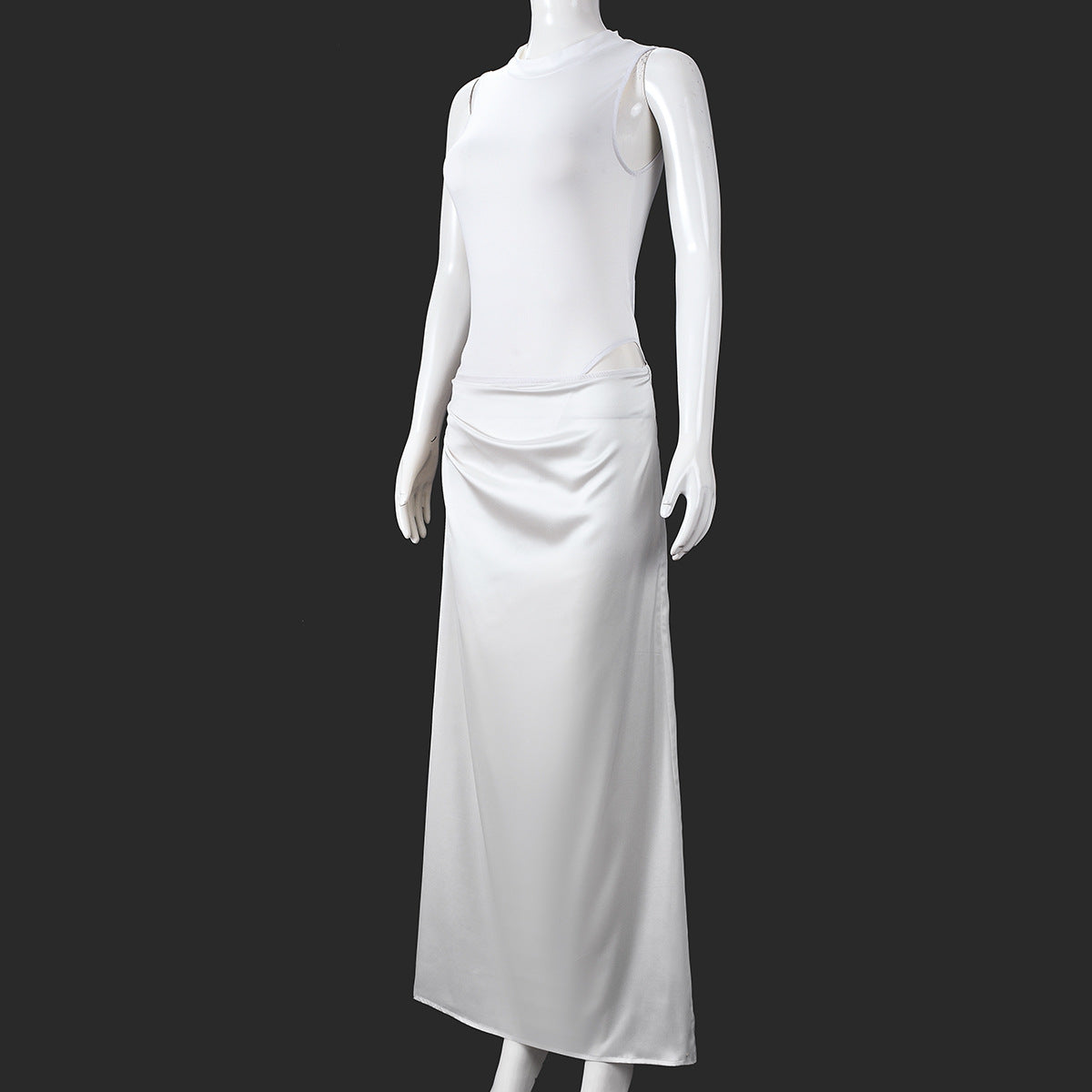 Womens Slim-fit Sleeveless Top And Skirt Set