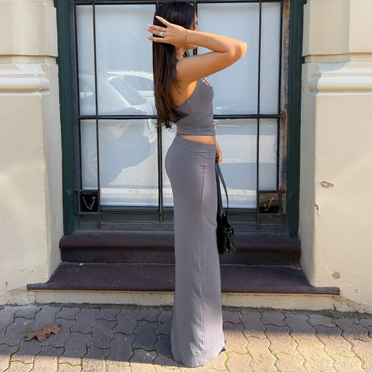 Sexy Midriff Baring Bodycon Dress And Skirt Set For Women
