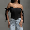 Fishtail Low-cut Top Pure Yet Alluring French-style Outerwear Lace-up Bustier