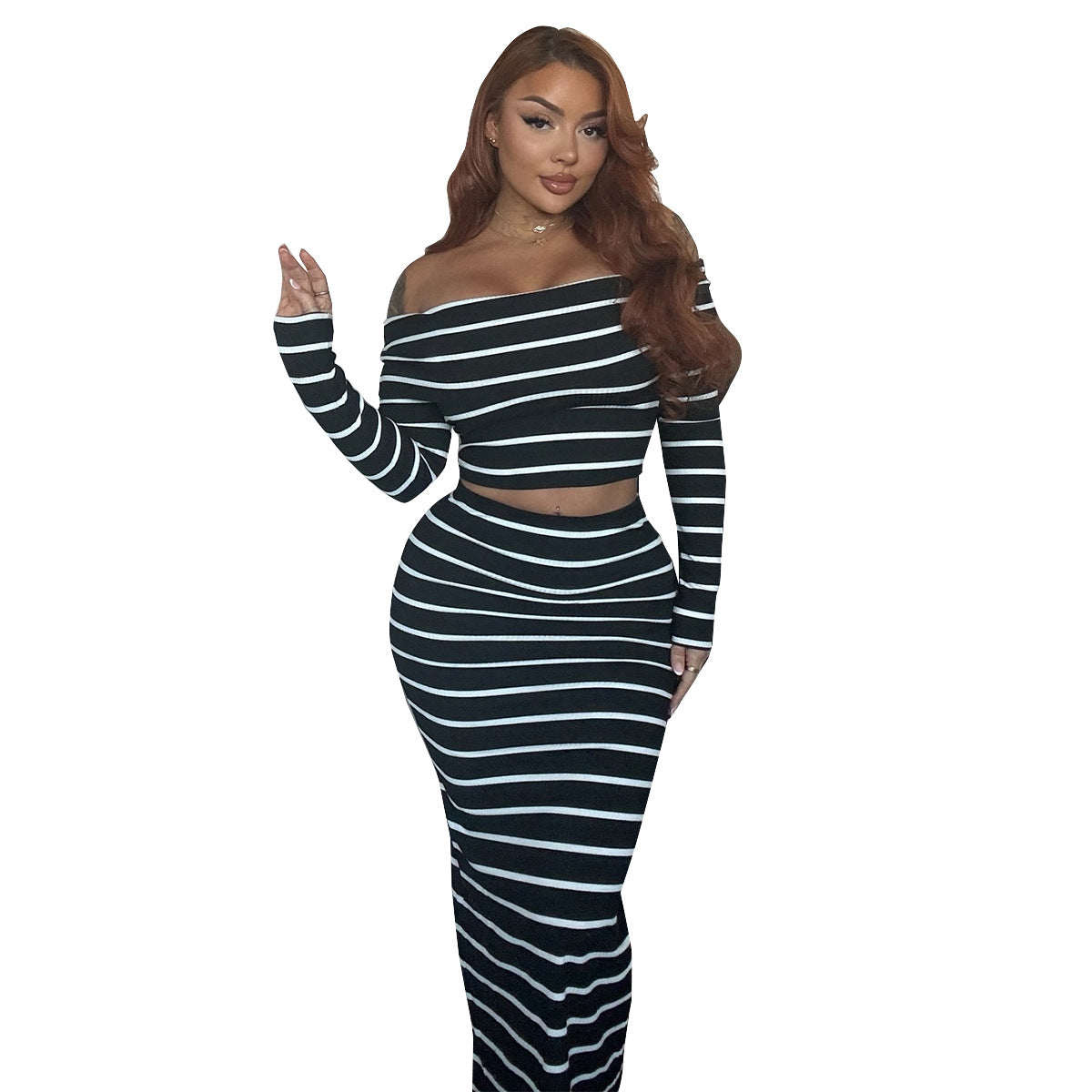 Womens Slim-fit Bodycon Skirt And Top Set