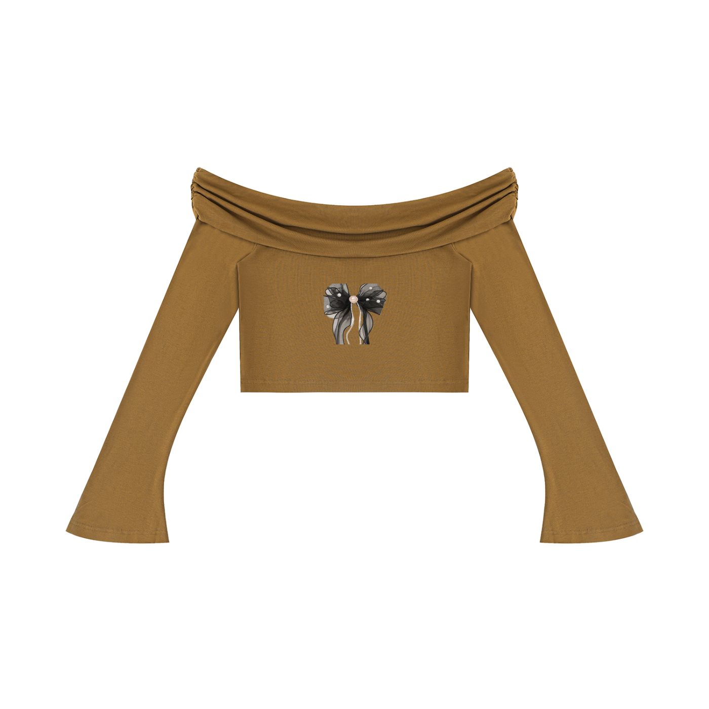 Women's Off-the-Shoulder Bell Sleeve Crop T-Shirt