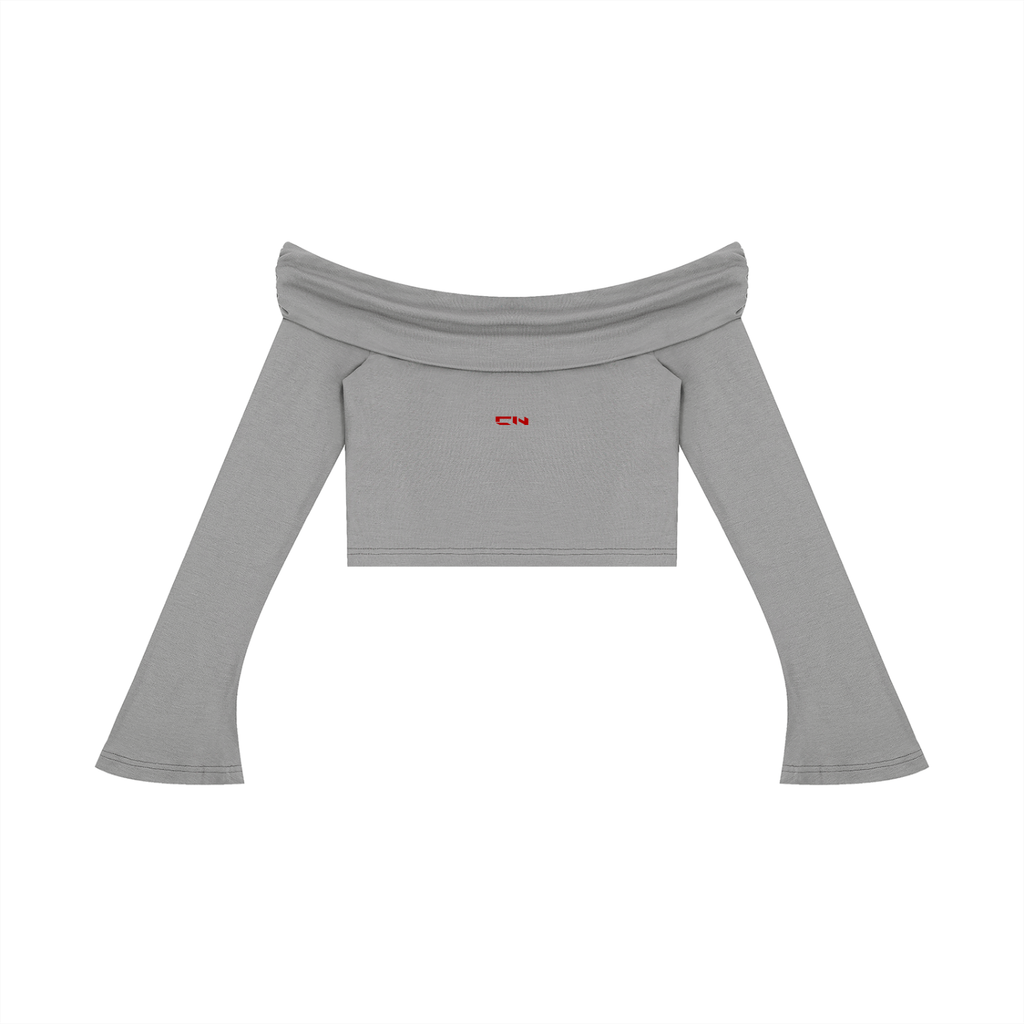 Women's Off-the-Shoulder Bell Sleeve Crop T-Shirt