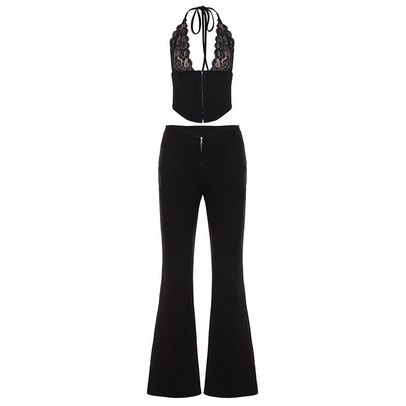 European And American-style Casual Sexy Lace Halter Strap Bodysuit