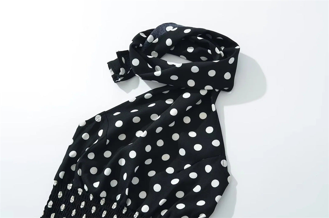 Women's Fashion Halter Off-the-shoulder Polka Dot Set