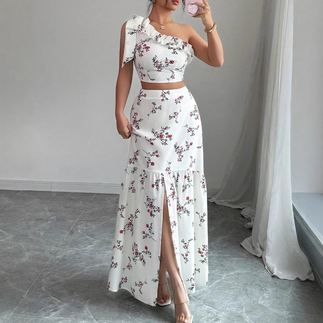 Womens Elegant And Stylish Printed Top And Skirt Two-Piece Set