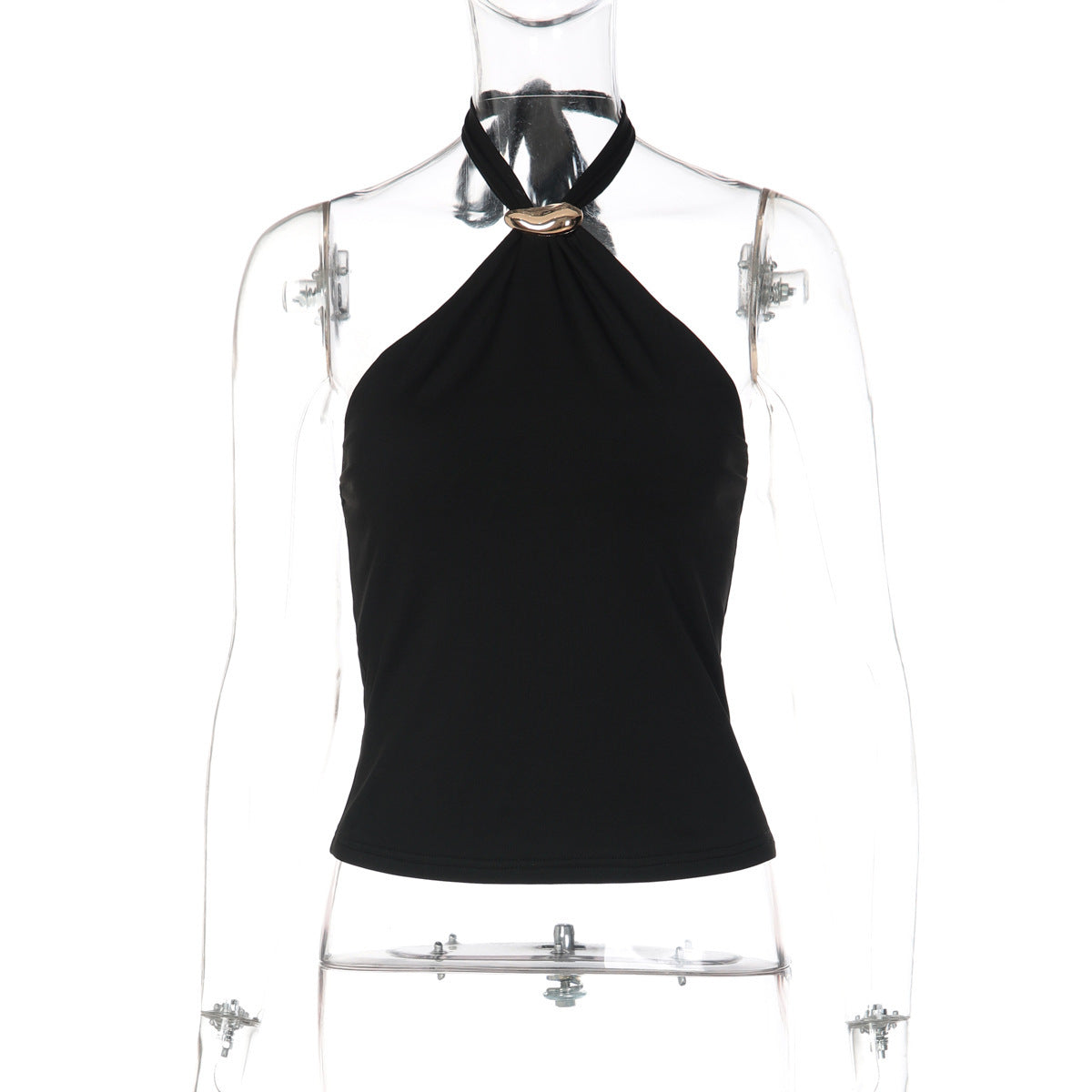 French-style Adjustable Buckle Strap Fashionable And Sexy Open-back Solid-color Tube Top Vest