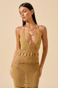 Strap Knit Sexy Hollowed-Out Fringe Maxi Dress
