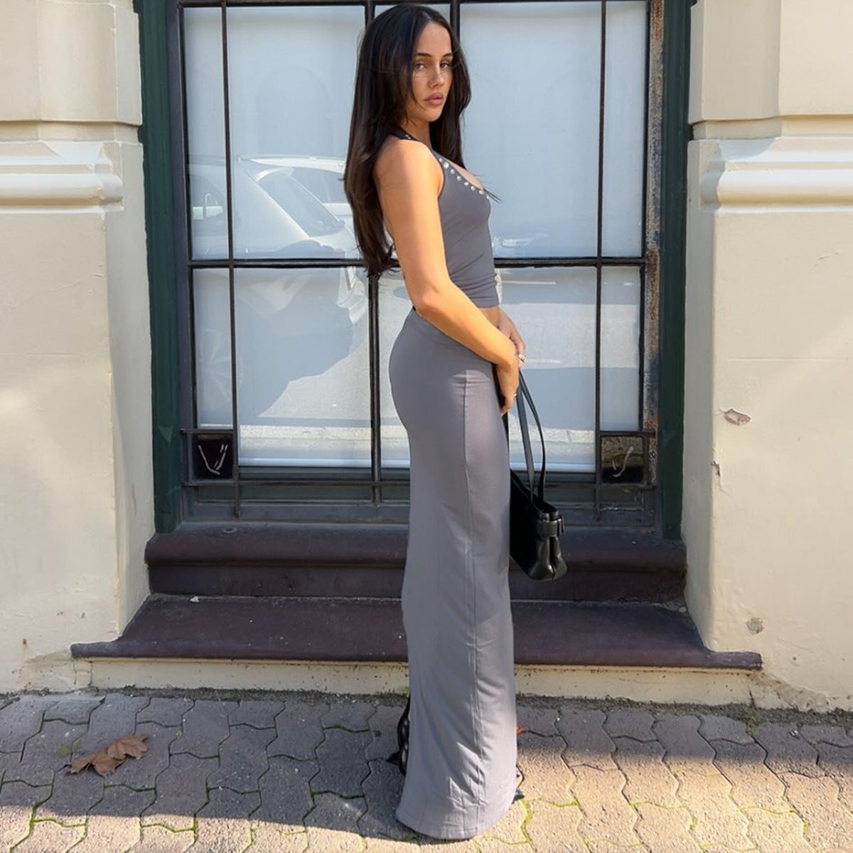 Sexy Midriff Baring Bodycon Dress And Skirt Set For Women