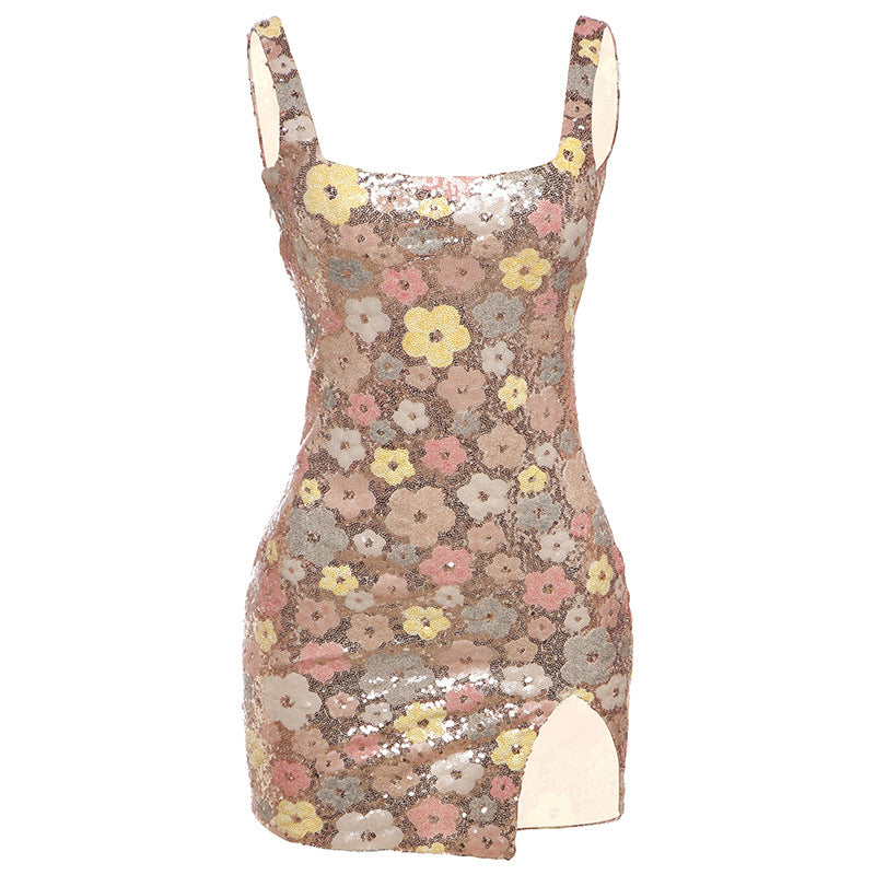 A Form-fitting Bodycon Dress Featuring A Square Neckline