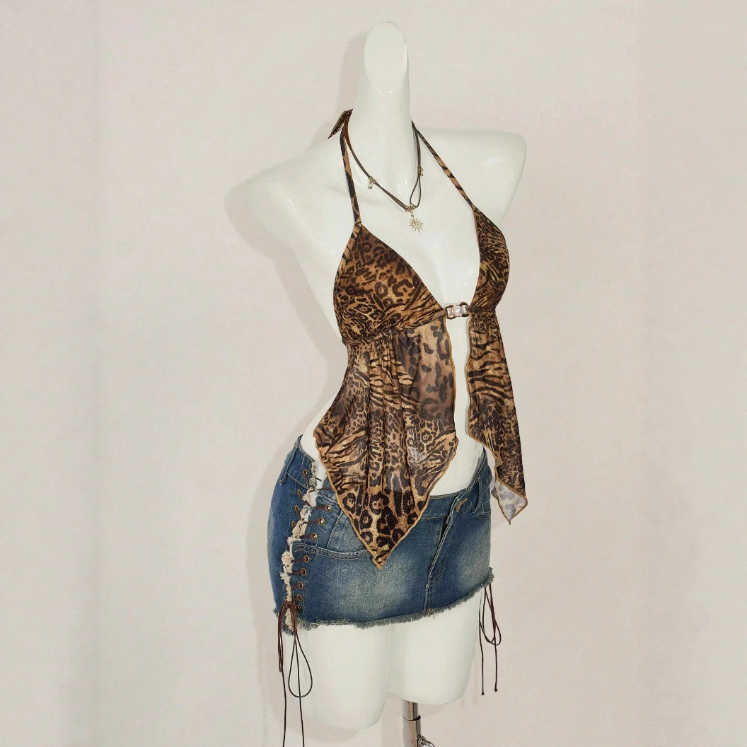 Sexy Printed Halter-Neck Fashionable Womens Top