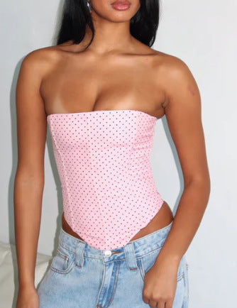 Fashionable Strapped Waist-Cinching Asymmetrical Tube Top For Women