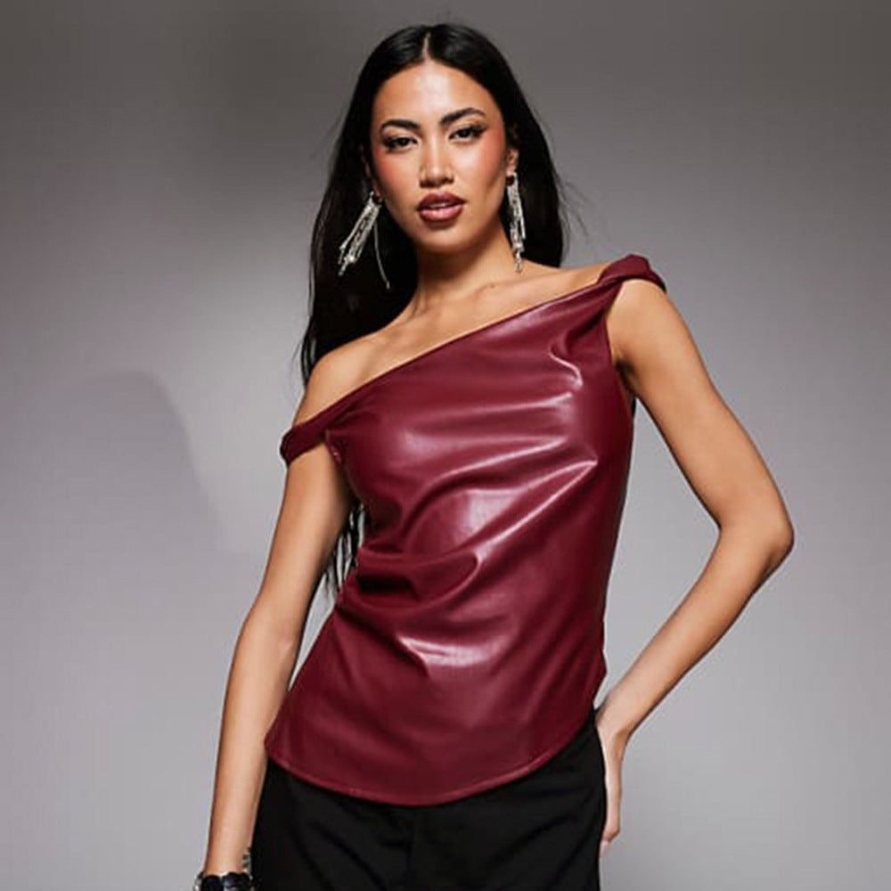 Ladies' Fashion Asymmetric Shoulder Sleeveless Vest