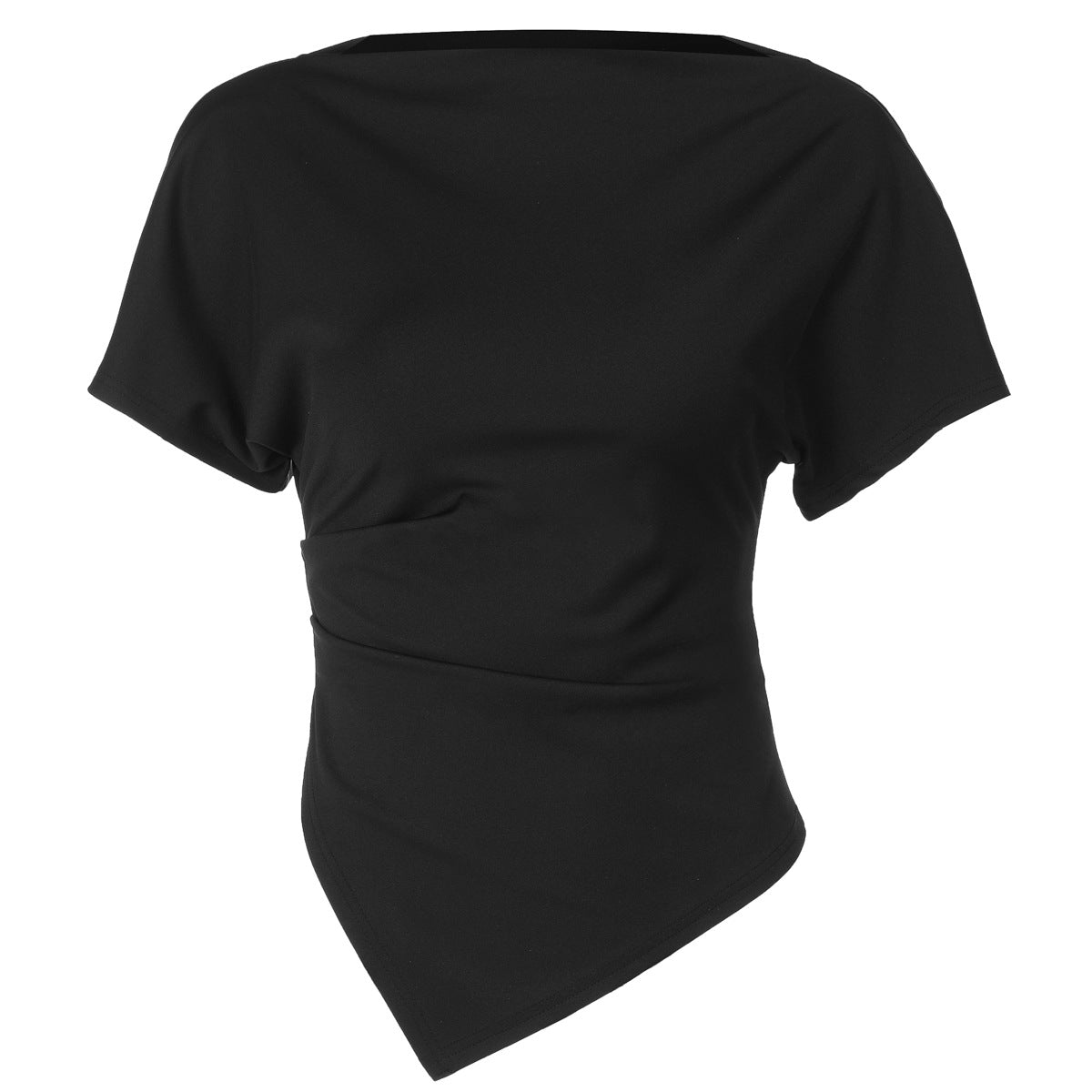 Fashionable Slim-fit Solid-color Short-sleeve Top For Women