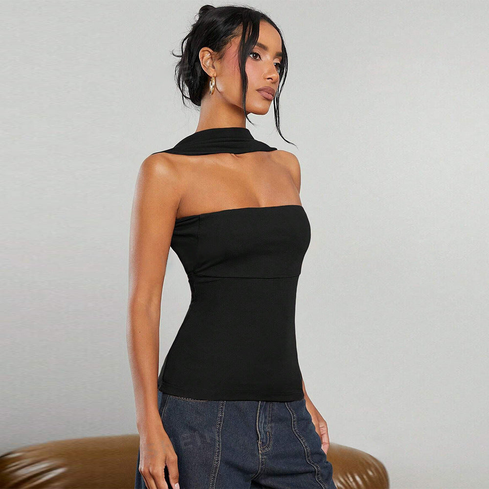 Halter-style Tank Top With A Unique Reverse Neck Design
