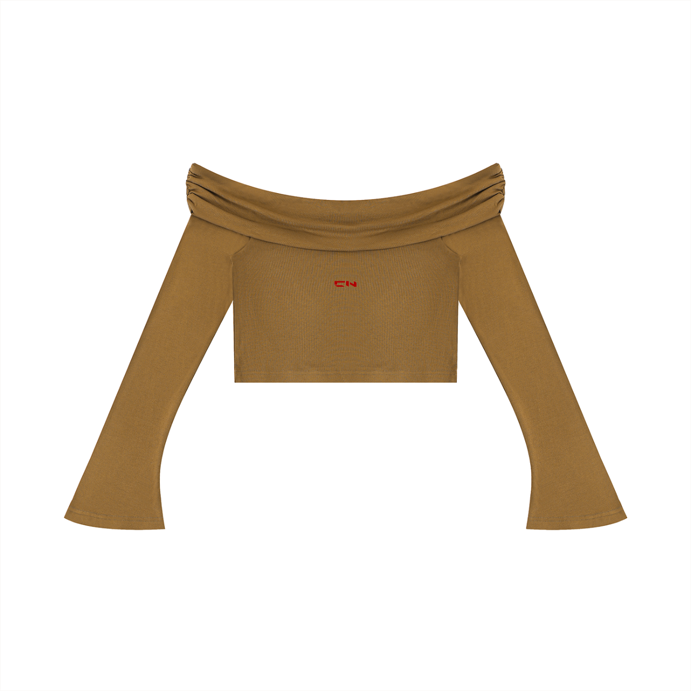 Women's Off-the-Shoulder Bell Sleeve Crop T-Shirt